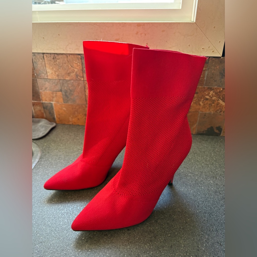 Red Pointed Toe Ankle Boots